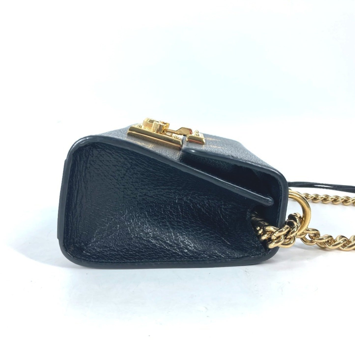 Gucci Black Gold Leather Pochette Shoulder Bag ( )