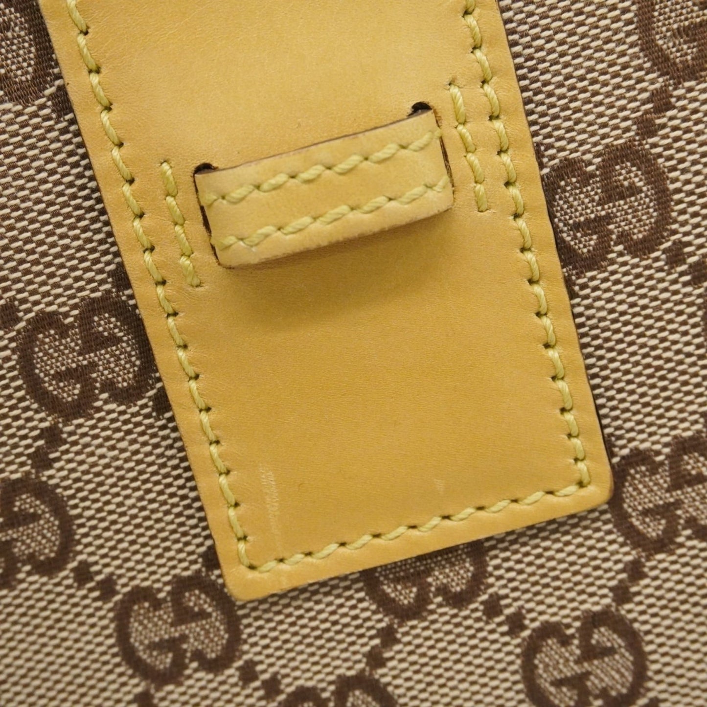 Gucci Beige Yellow Canvas Leather Shoulder Bag ( )