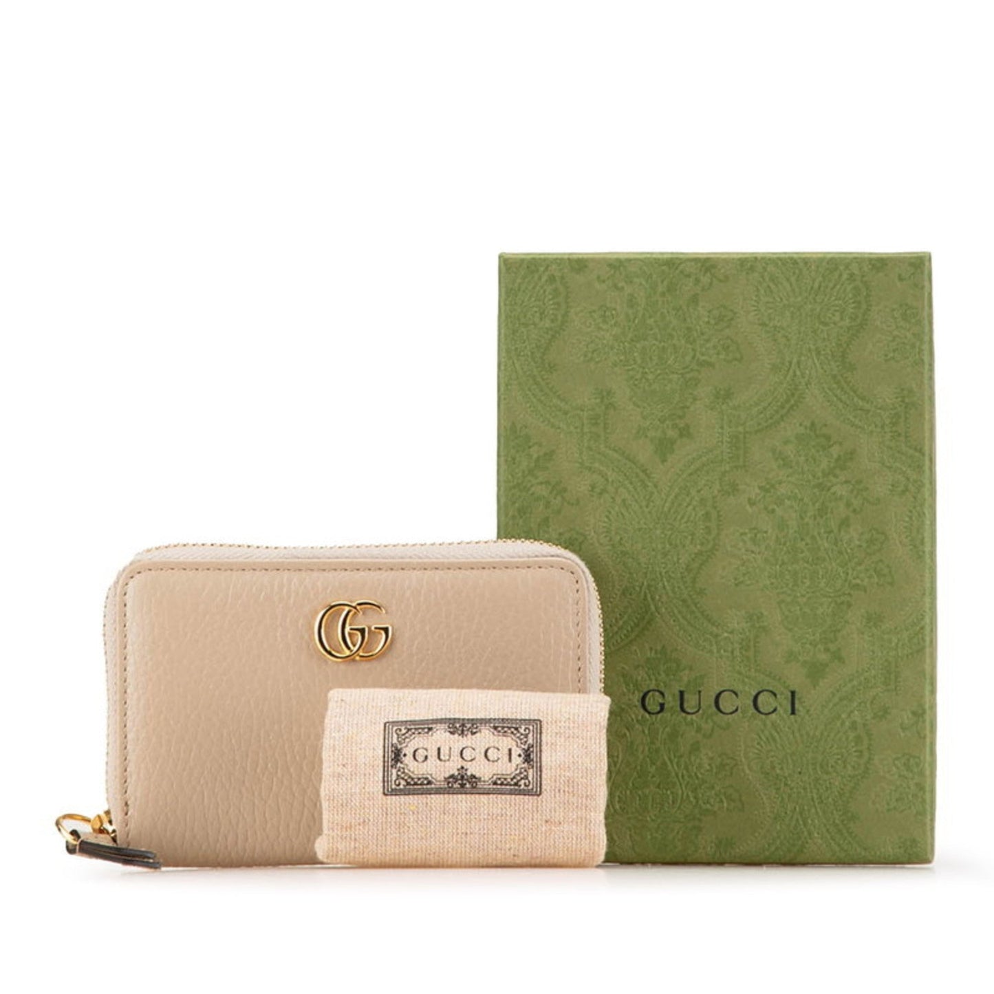 Gucci Gold Beige Leather Coin Purse/Coin Case ( )