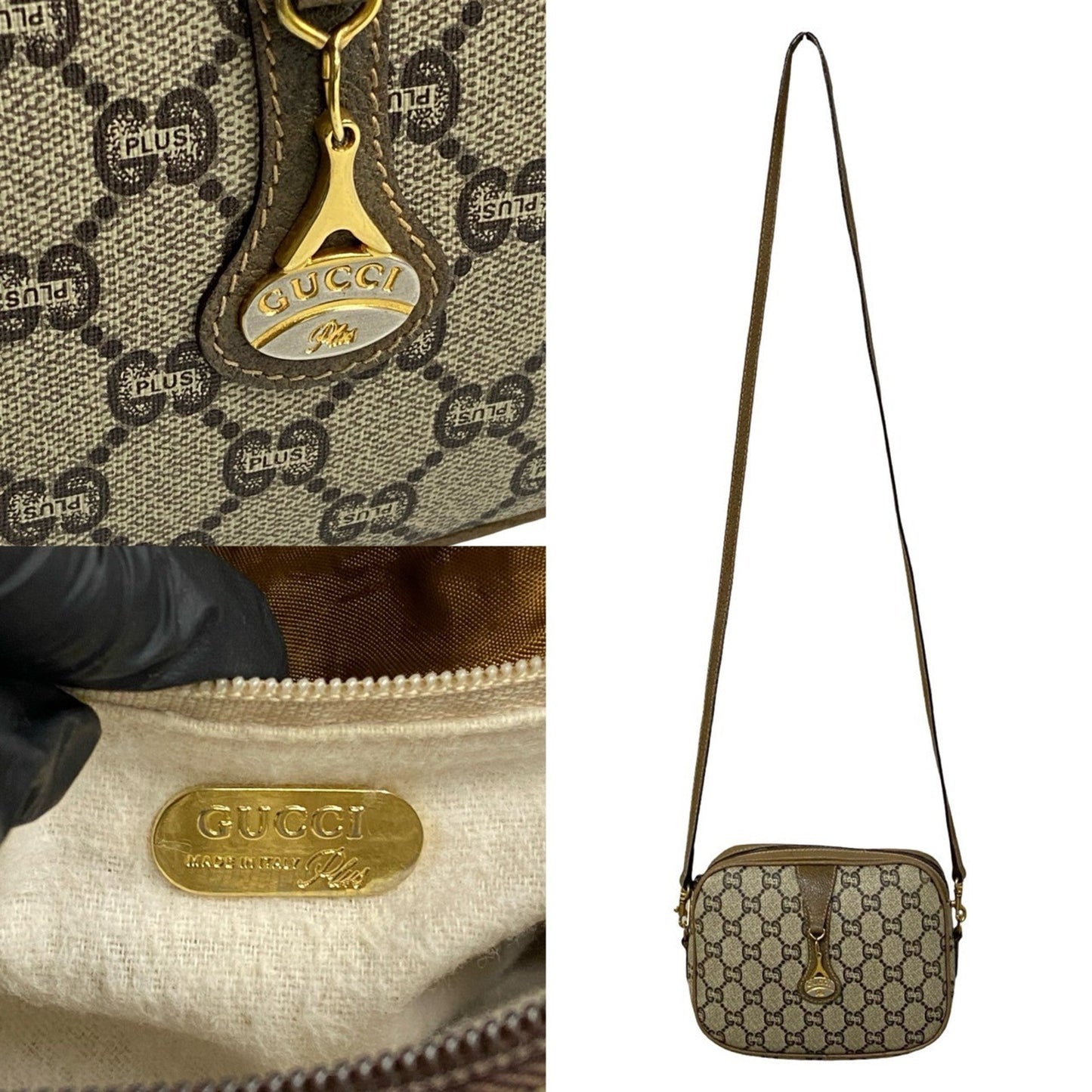 Gucci Brown Leather Pvc Pochette Shoulder Bag ( )