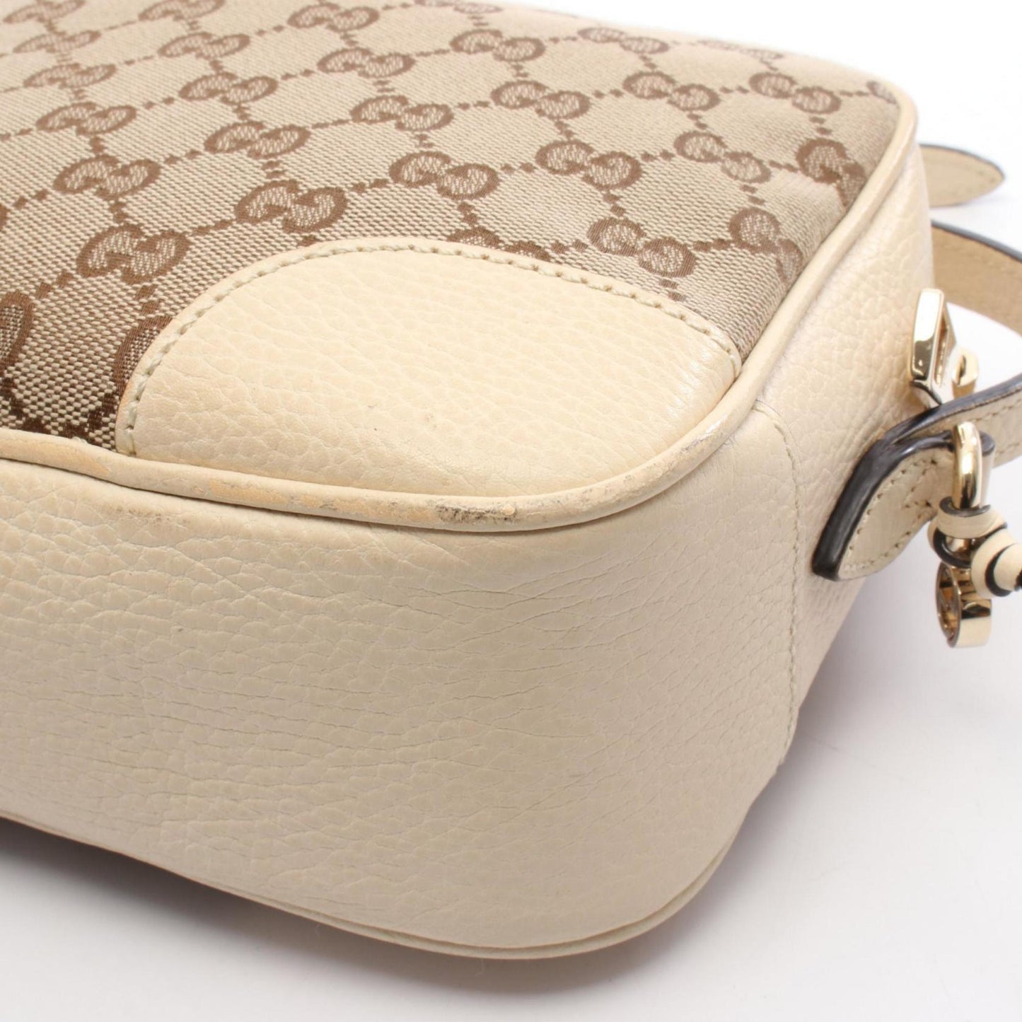 Gucci Beige Ivory Gg Canvas Leather Shoulder Bag ( )