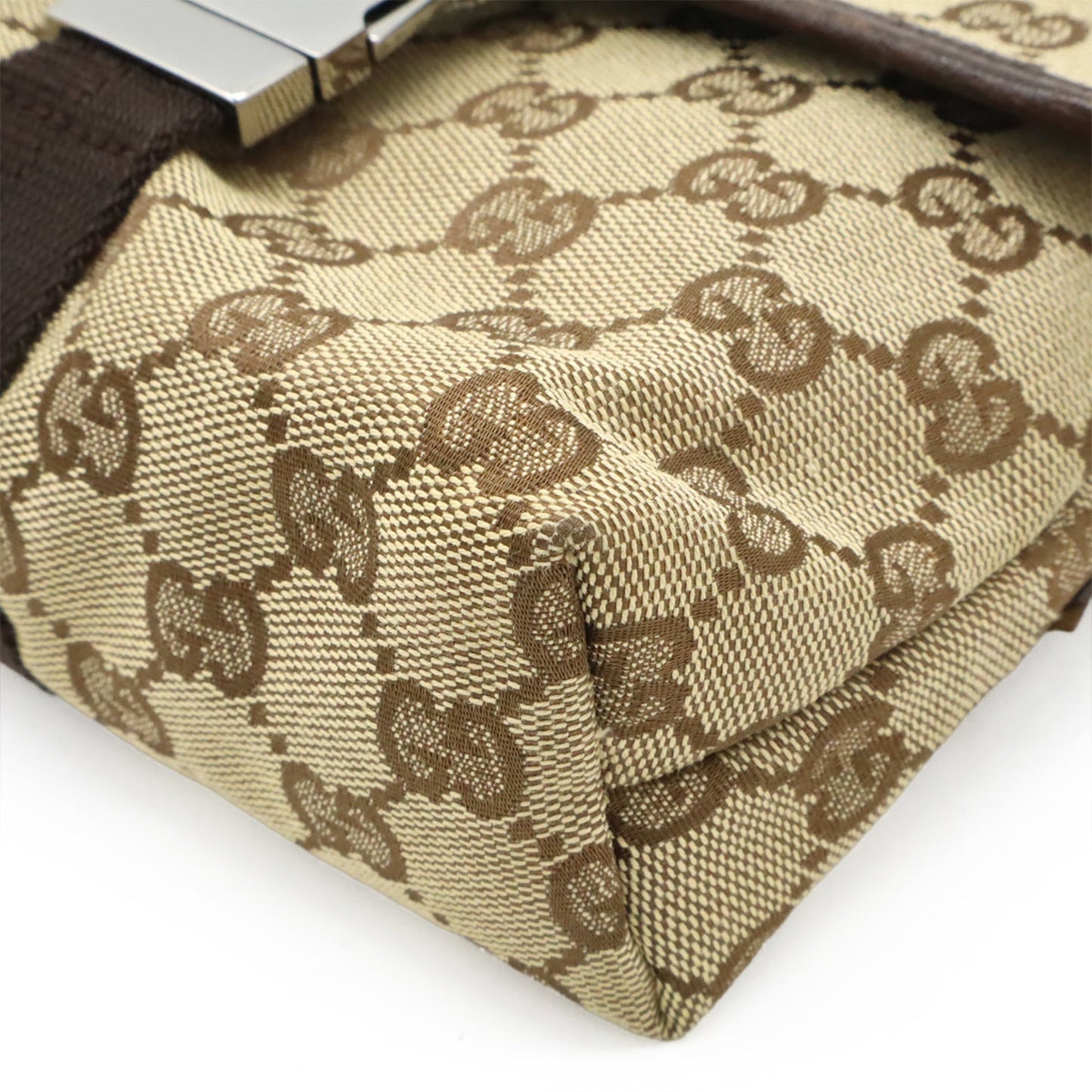 Gucci Beige Dark Brown Canvas Leather Pouch Sling Bag ( )