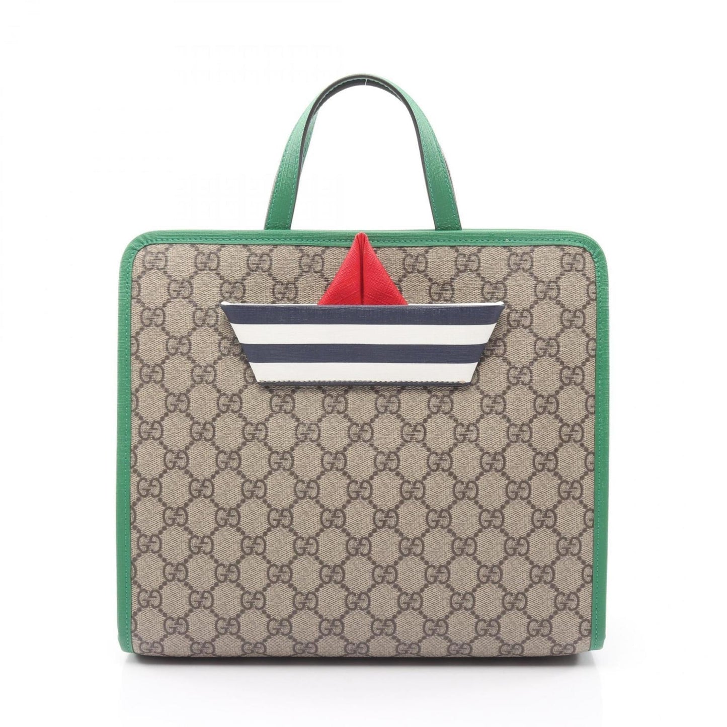 Gucci Beige Green Multi-Color Gg Supreme Leather Handbag ( )