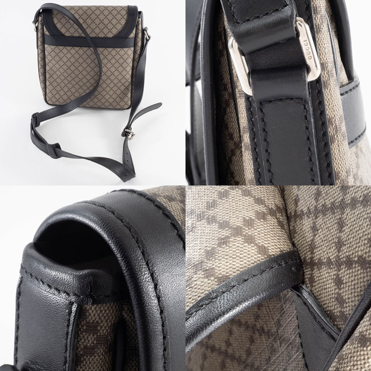 Gucci Beige Black Pvc Leather Shoulder Bag ( )