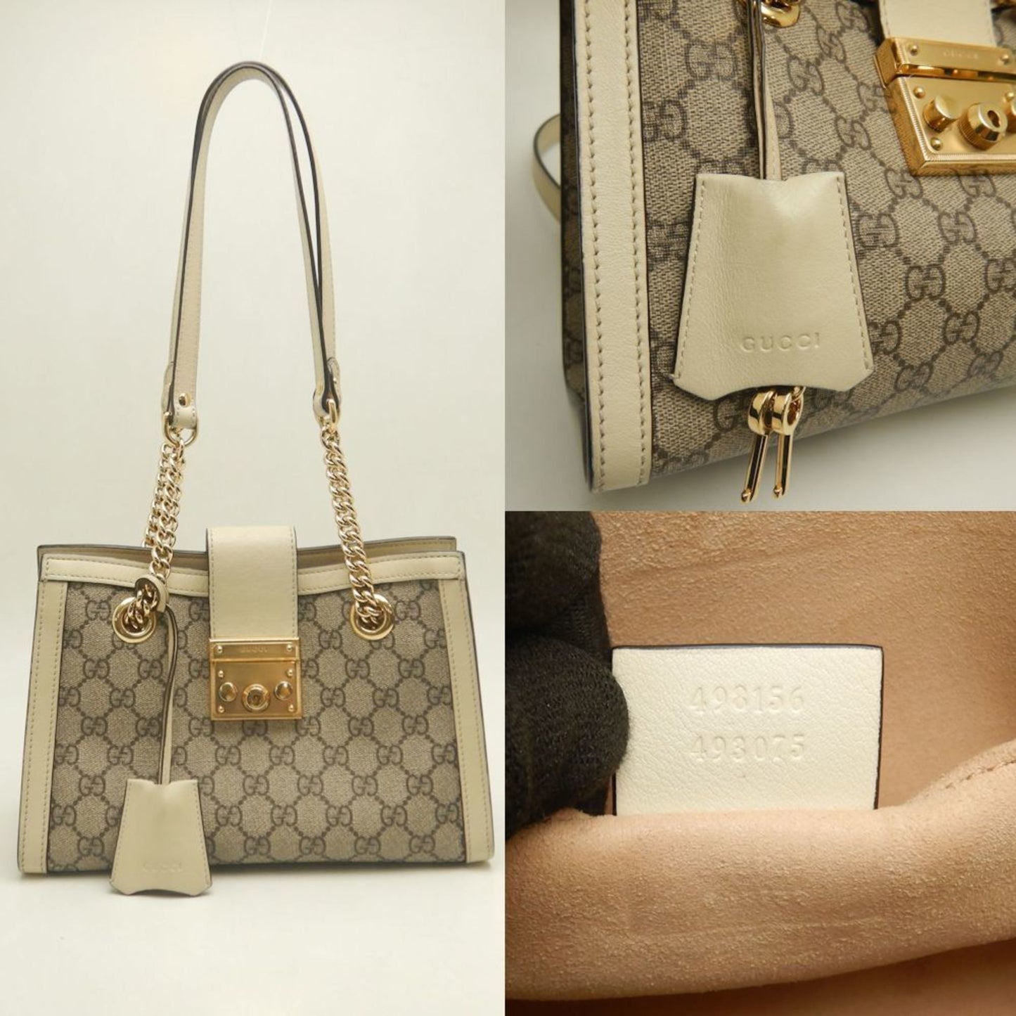 Gucci Padlock Beige Ivory Gg Supreme Tote Bag ( )