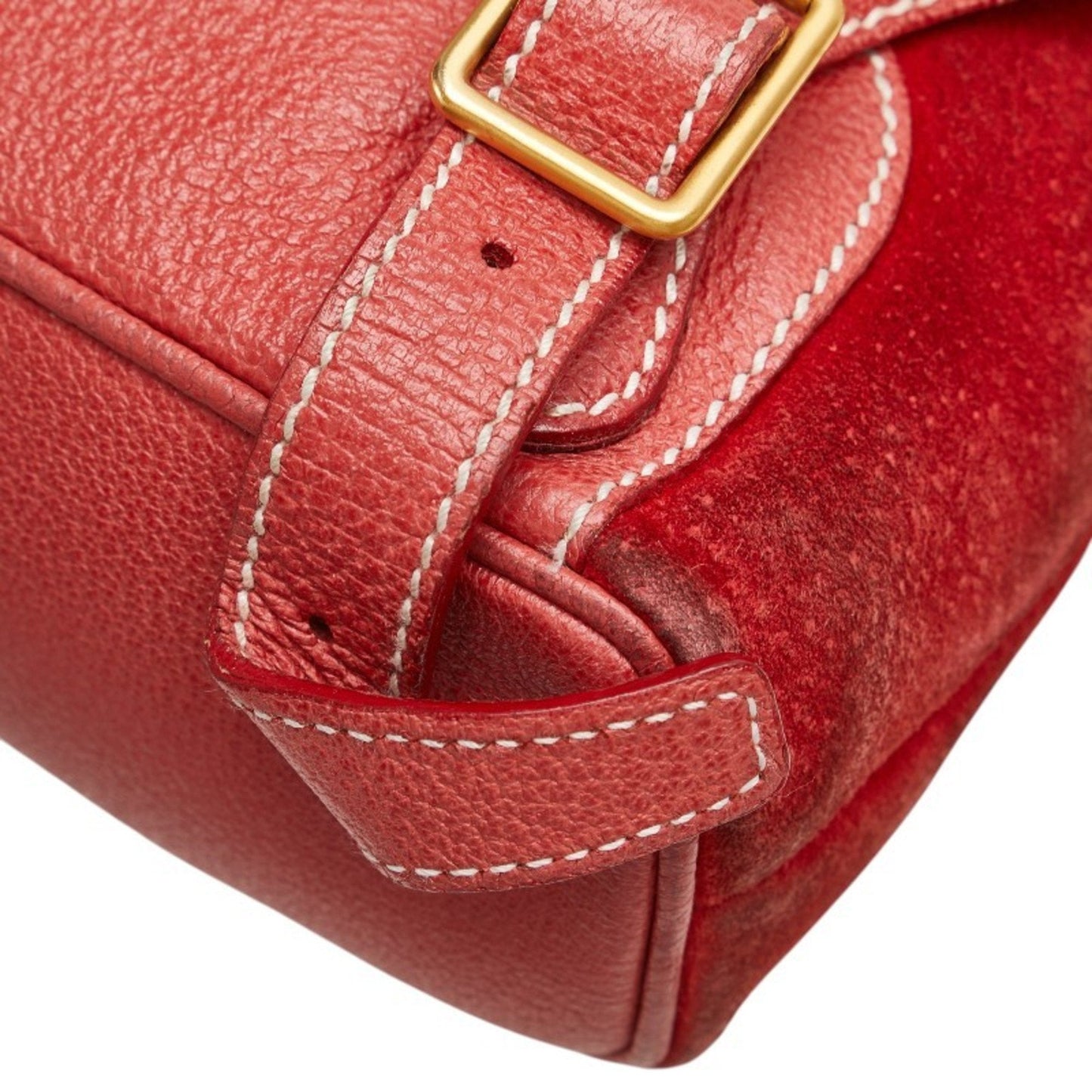 Gucci Bamboo Red Color Suede Leather Backpack ( )
