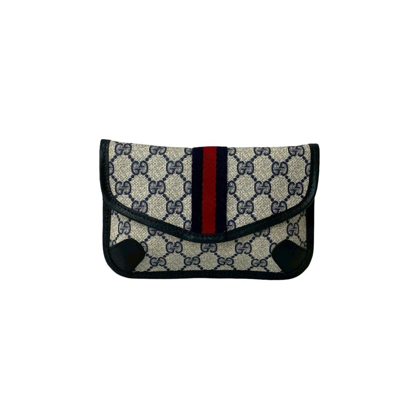 Gucci Navy Red Color Leather Pvc Pouch ( )