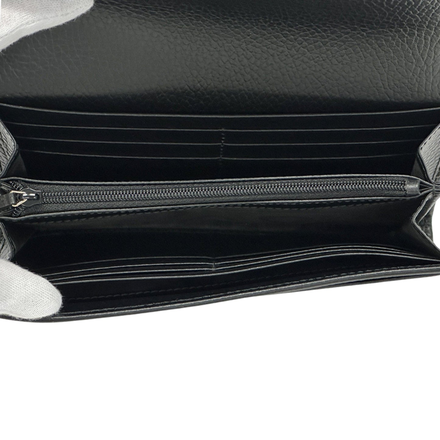 Gucci Black Leather Long Wallet (Tri-Fold) ( )