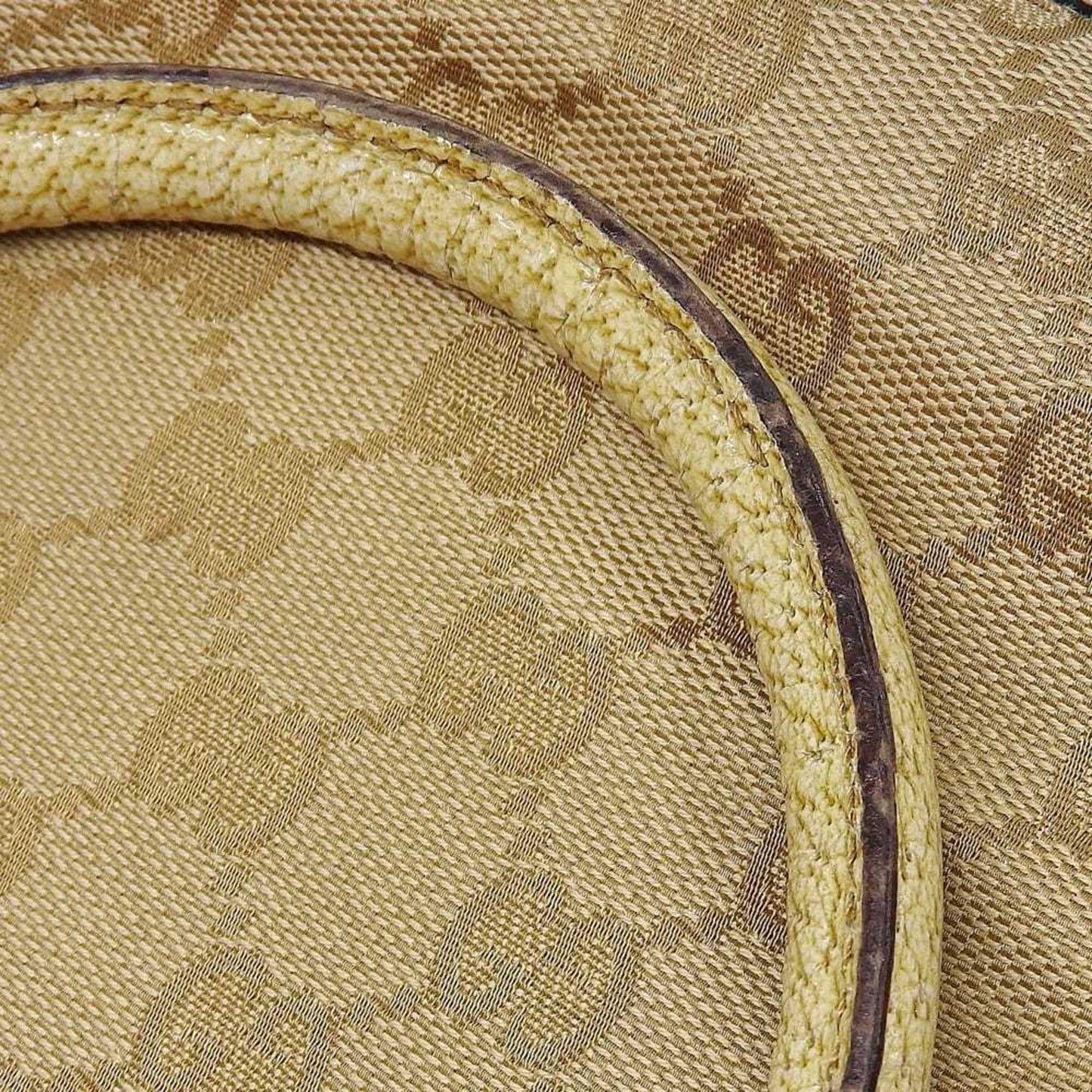 Gucci Beige Ivory Canvas Leather Handbag Tote Bag ( )
