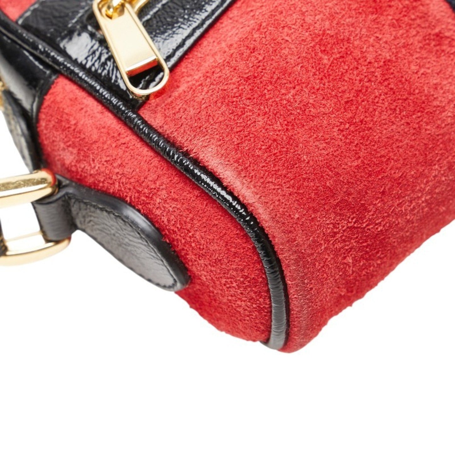 Gucci Multi-Color Red Color Suede Leather Shoulder Bag ( )