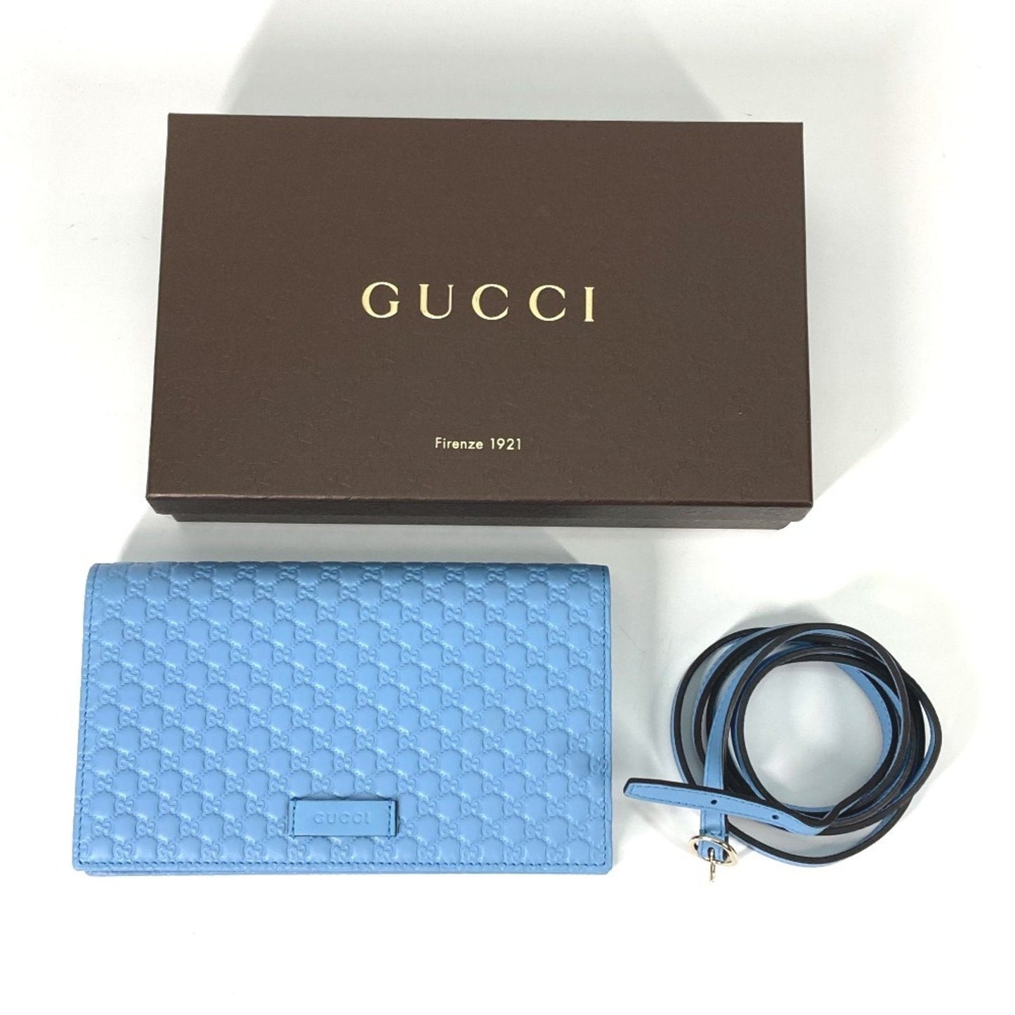 Gucci Blue Leather Chain/Shoulder Wallet ( )