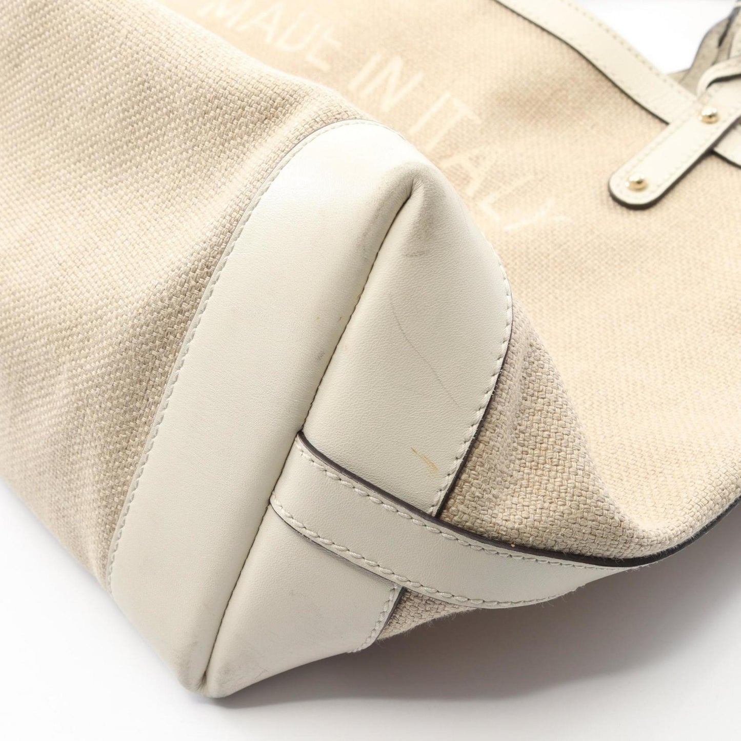 Gucci Beige Canvas Leather Tote Bag ( )