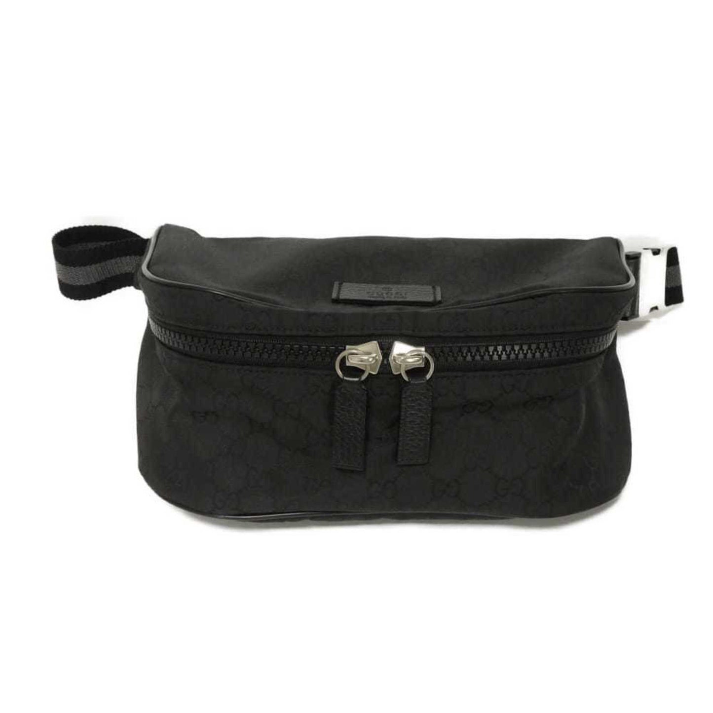 Gucci Black Nylon Canvas Leather Shoulder Bag Sling Bag ( )