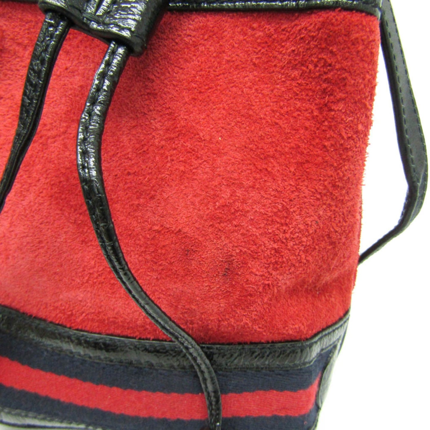 Gucci Black Navy Red Color Leather Suede Shoulder Bag ( )