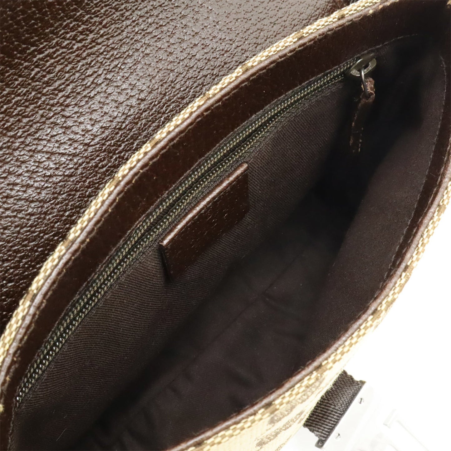 Gucci Beige Dark Brown Canvas Leather Pouch Sling Bag ( )
