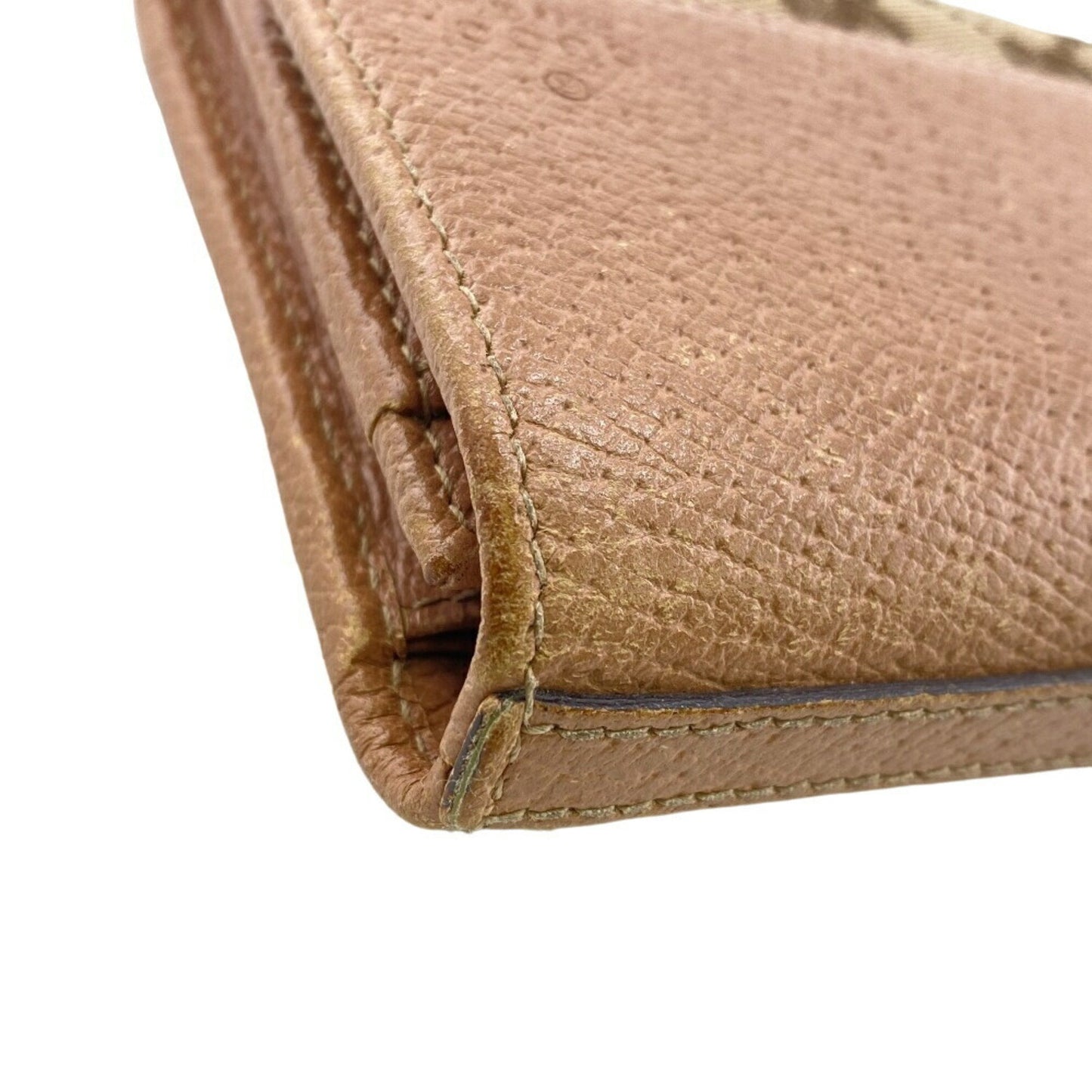 Gucci Beige Pink Canvas Leather Long Wallet (Bi-Fold) ( )