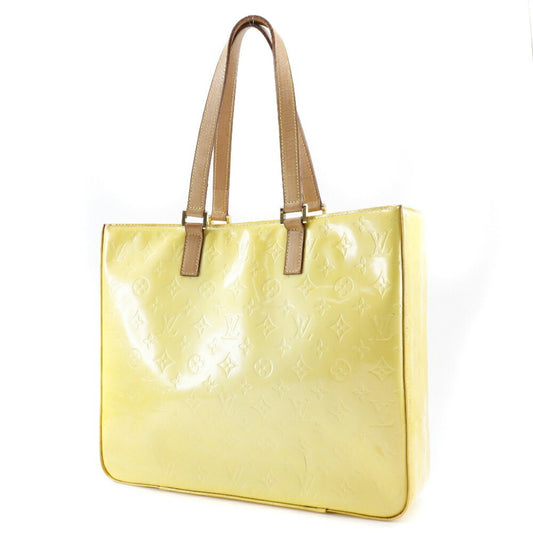 LOUIS VUITTON Columbus Tote Bag M91047 Monogram Verni Lime Yellow CA0979 Ladies