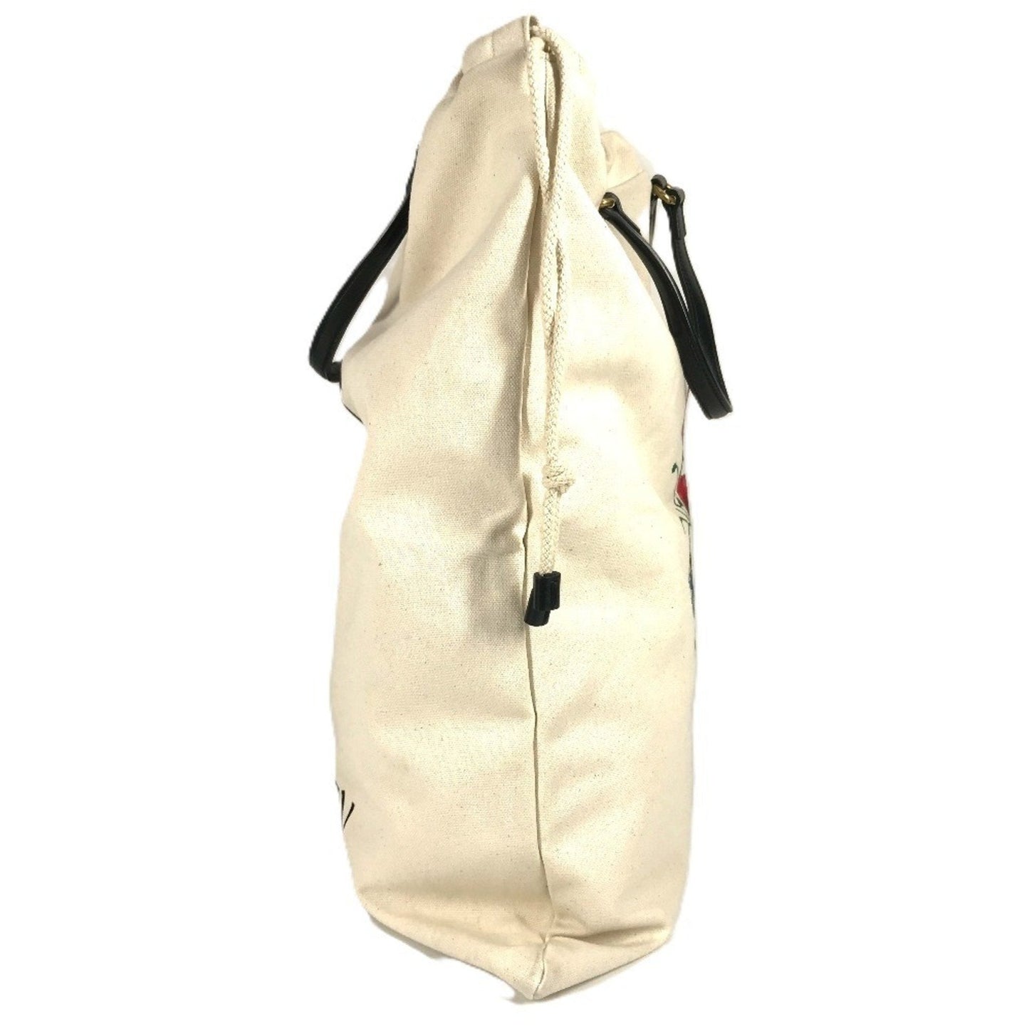 Gucci Black White Leather Canvas Shoulder Bag Tote Bag ( )