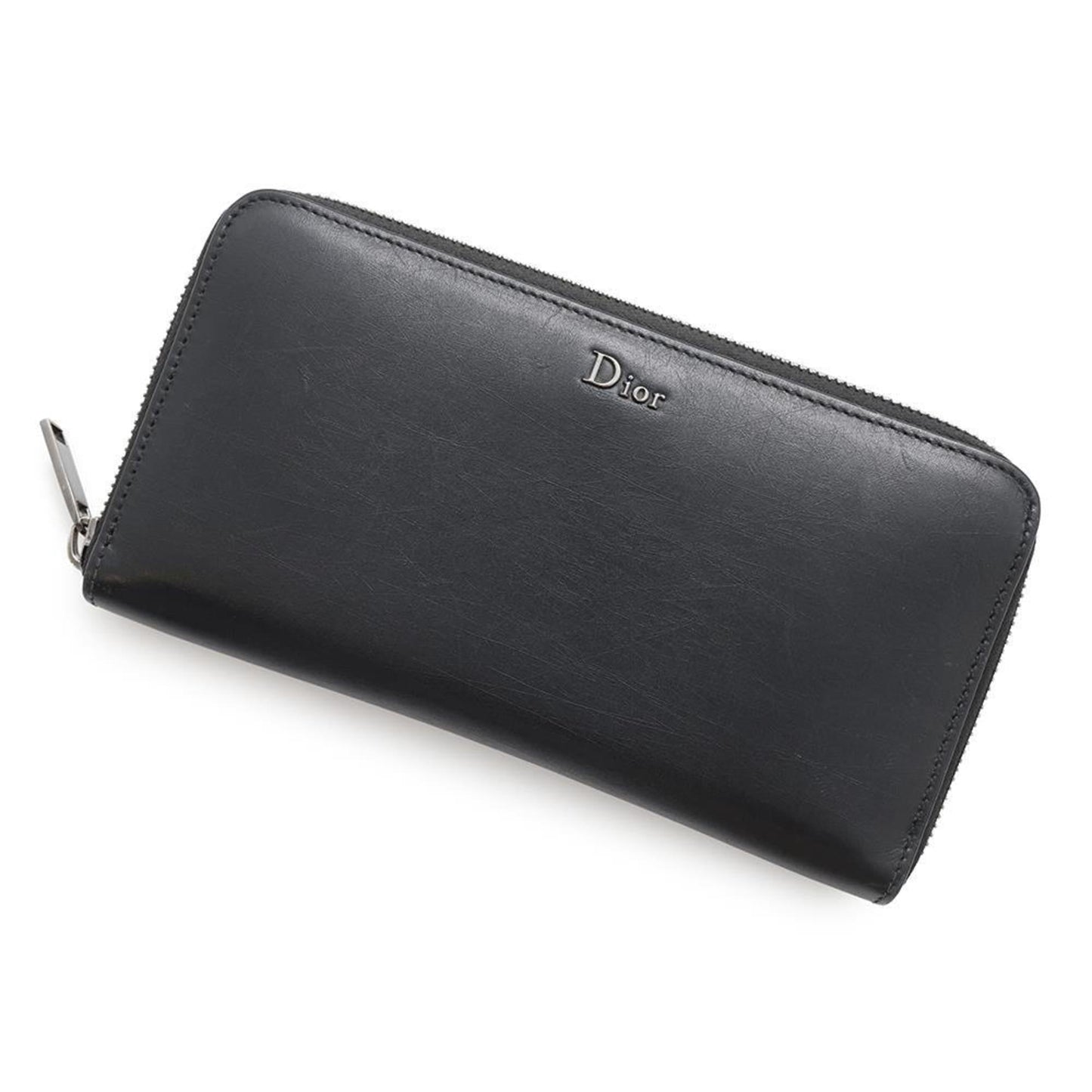 Christian Dior Black Leather Long Wallet (Bi-Fold) ()