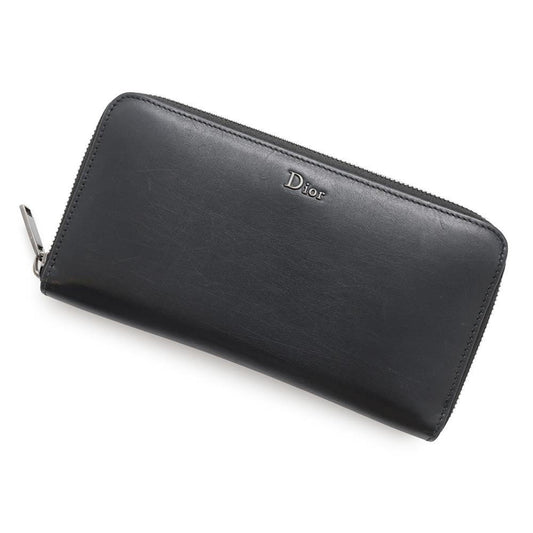 Christian Dior Black Leather Long Wallet (Bi-Fold) ()