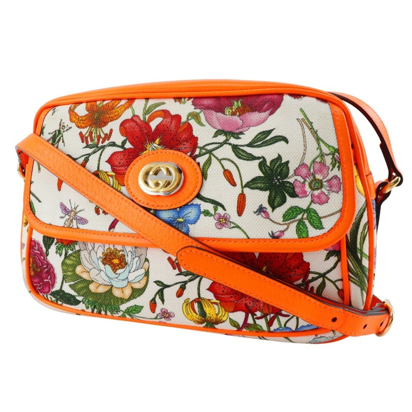Gucci Orange Canvas Leather Shoulder Bag ( )