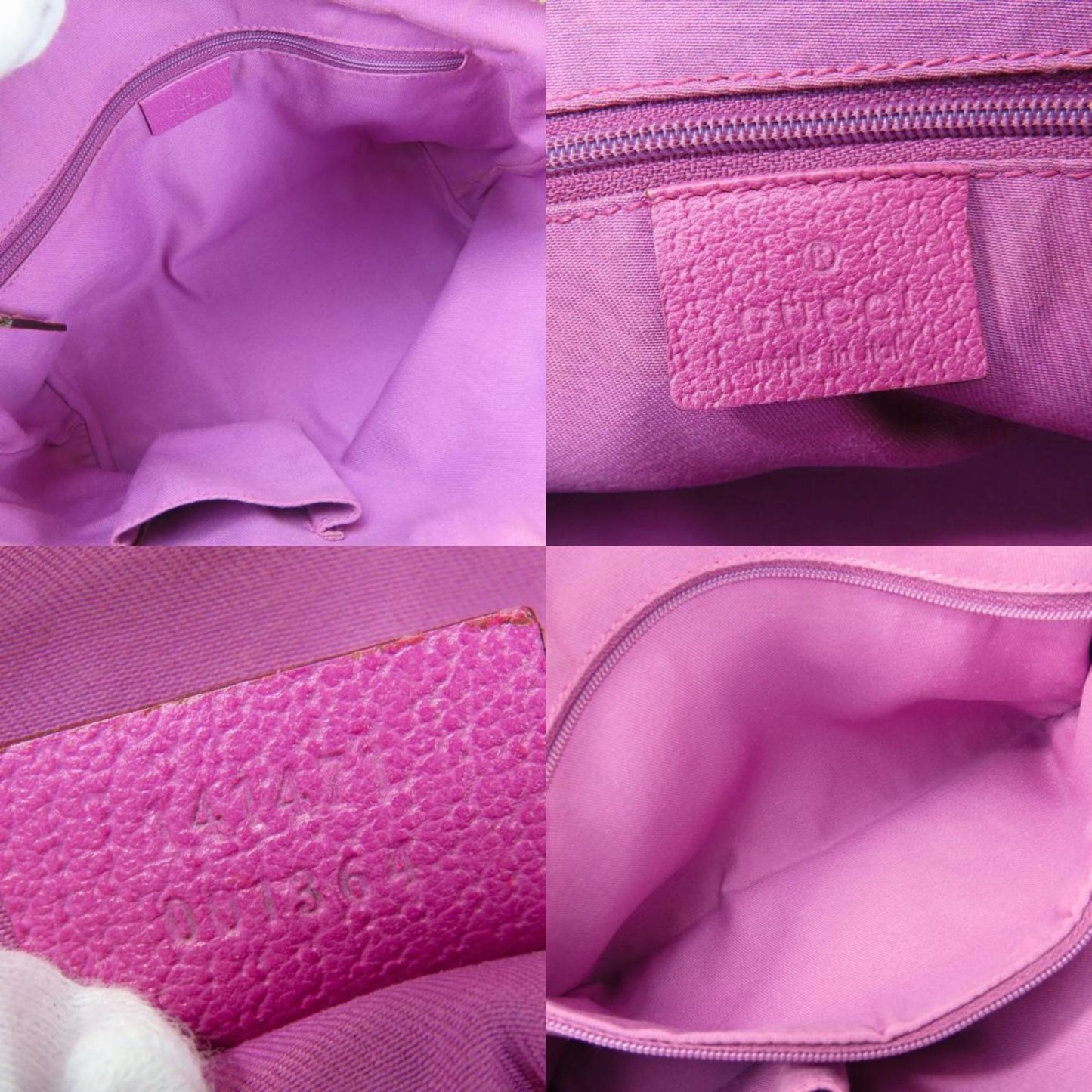 Gucci Gg Canvas Beige Purple Gg Canvas Leather Handbag ( )