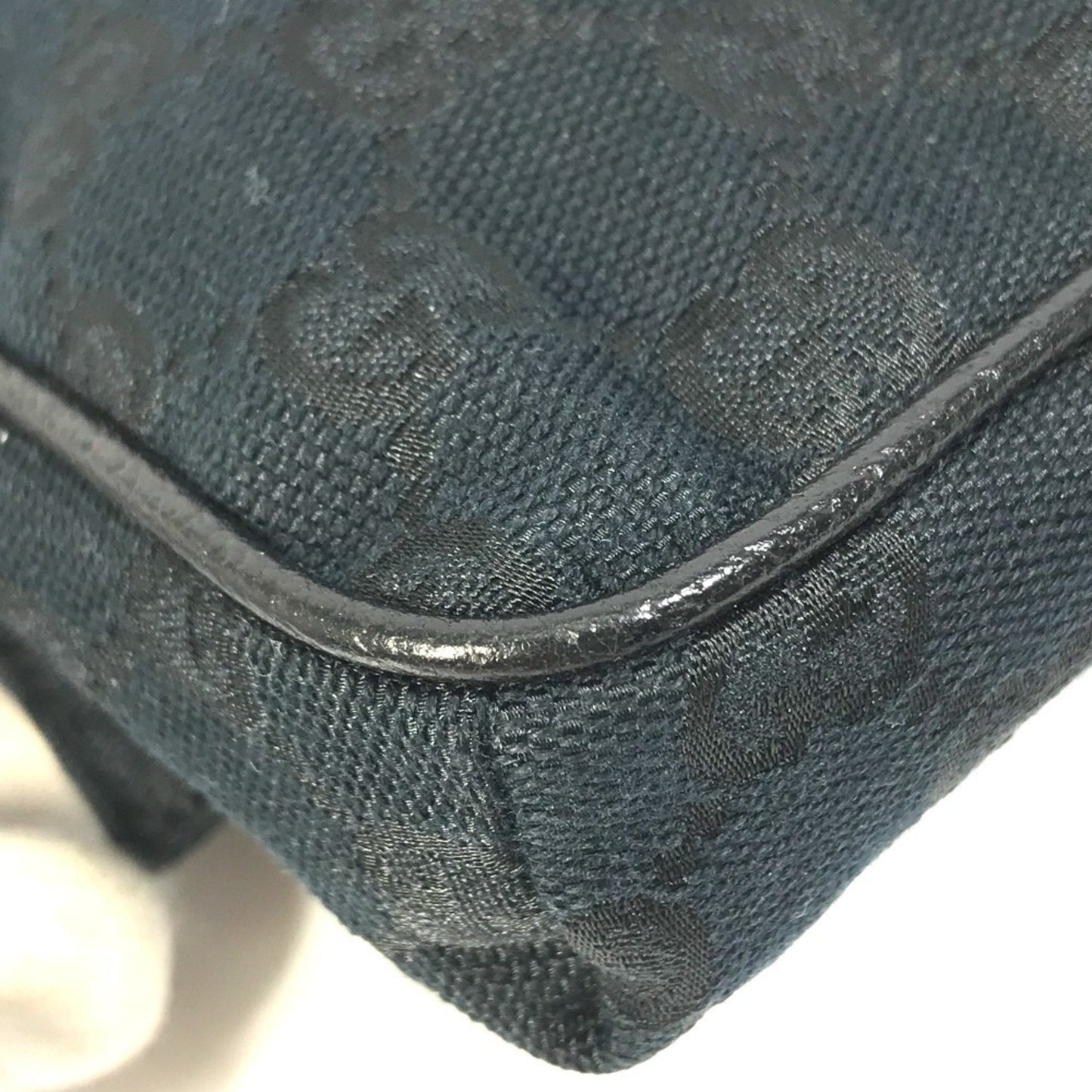 Gucci Black Gg Canvas Leather Fanny Pack ( )