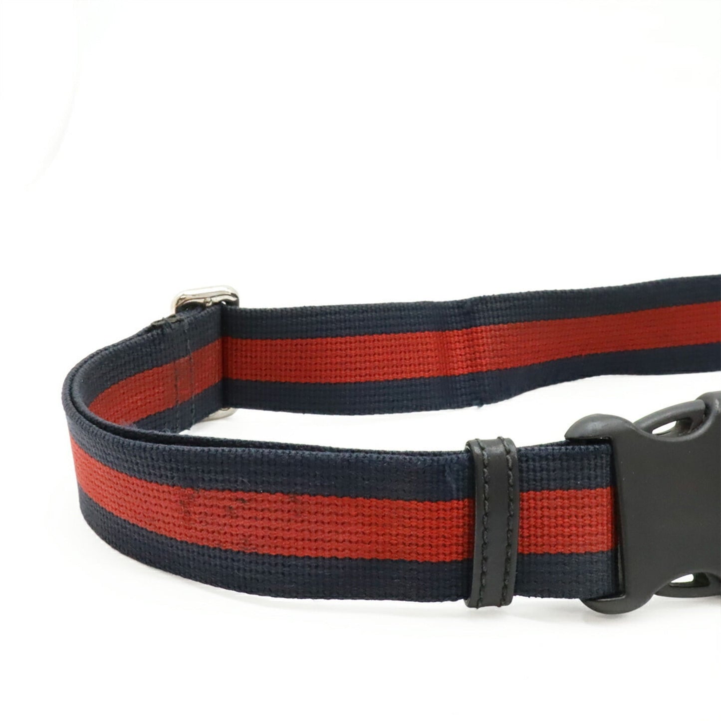 Gucci Black Dark Gray Navy Red Color Pvc Leather Fanny Pack ( )