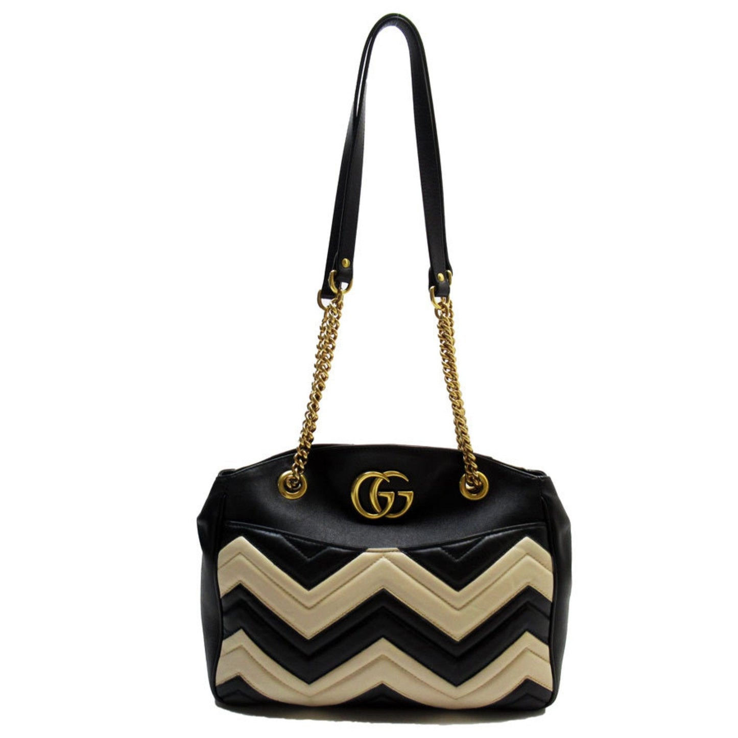Gucci Black Light Beige Leather Shoulder Bag