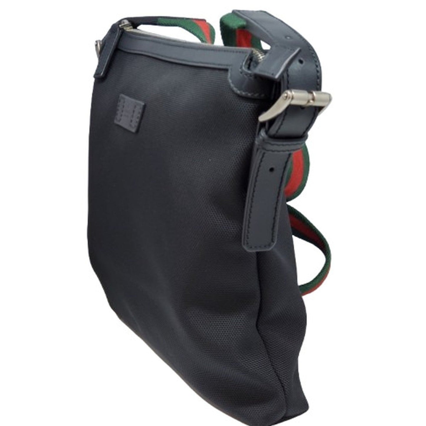 Gucci Sherry Line Black Canvas Leather Shoulder Bag ( )