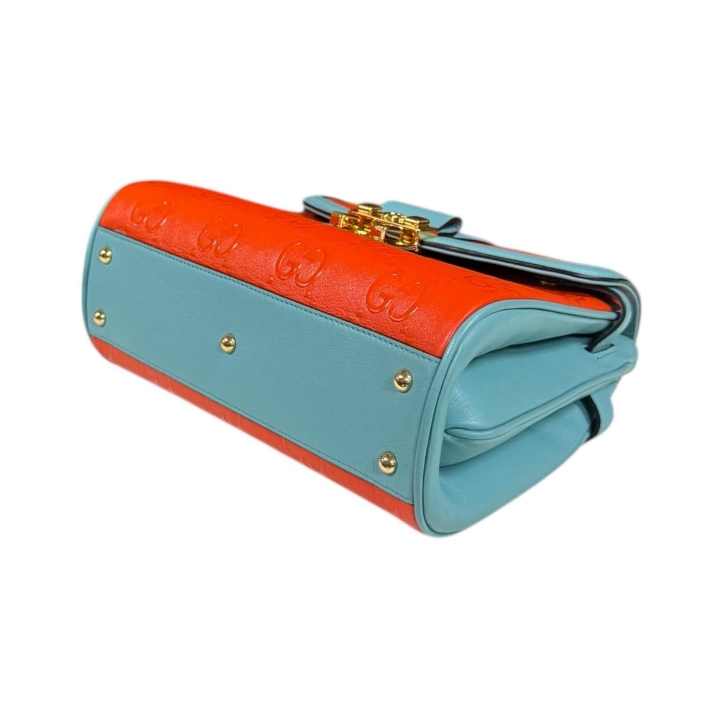 Gucci Light Blue Orange Leather Shoulder Bag ( )