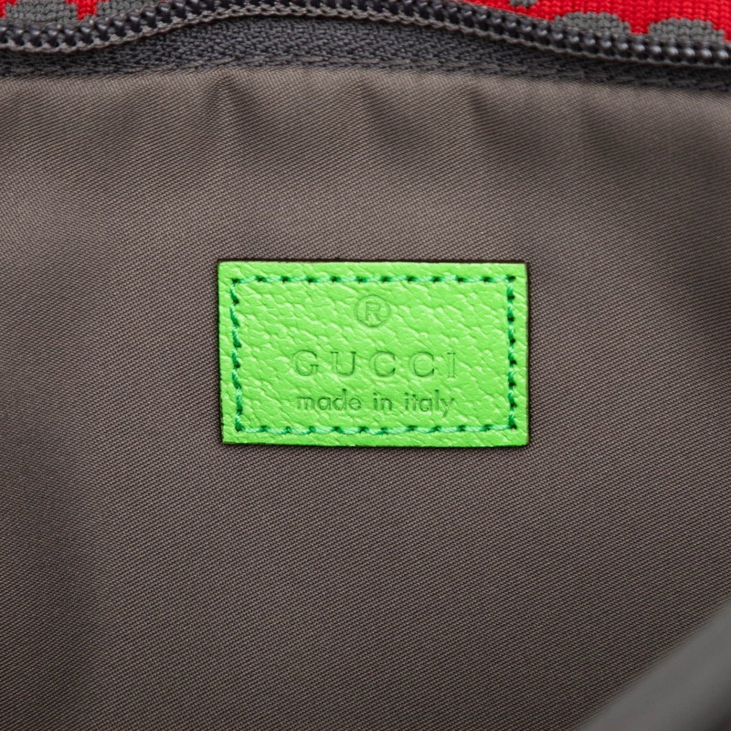 Gucci Gray Green Red Color Nylon Rubber Sling Bag ( )