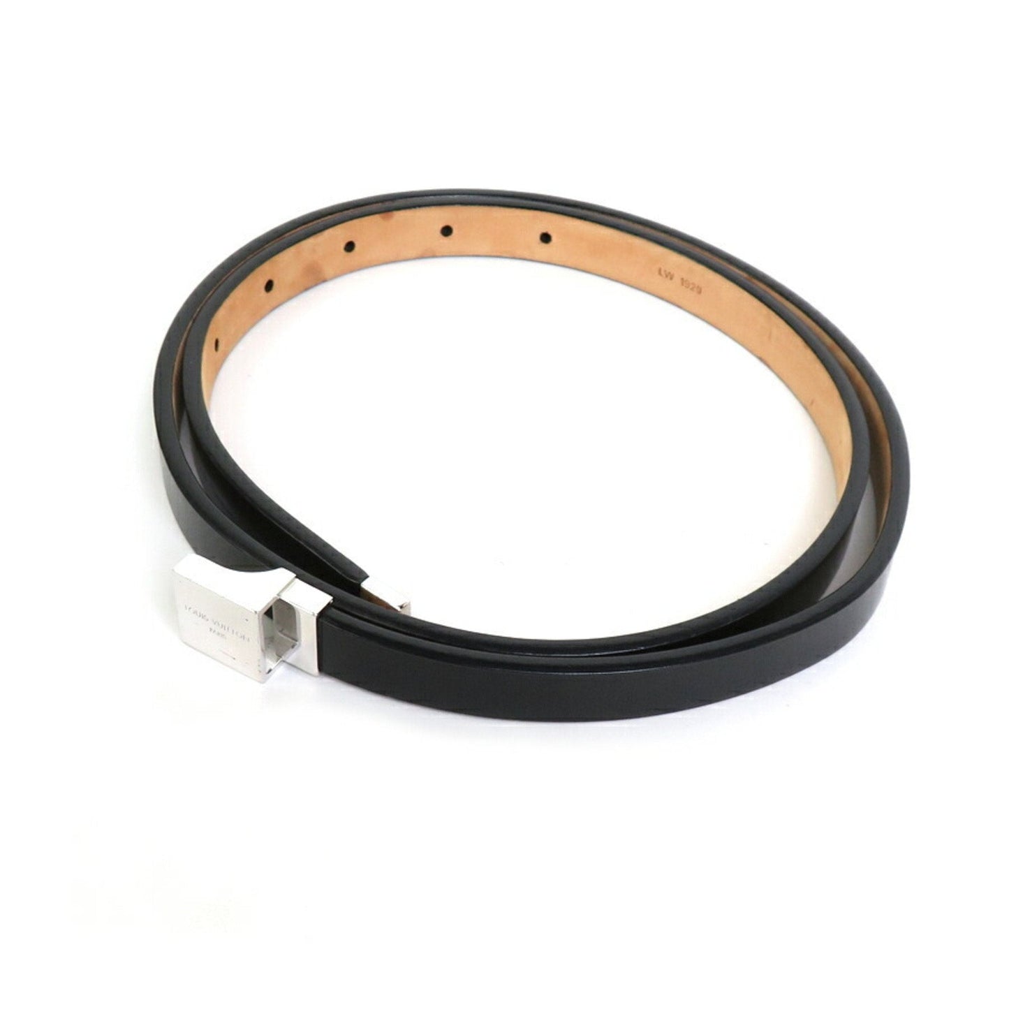 LOUIS VUITTON Belt Suntulle Carre Leather/Metal Black/Silver Men's