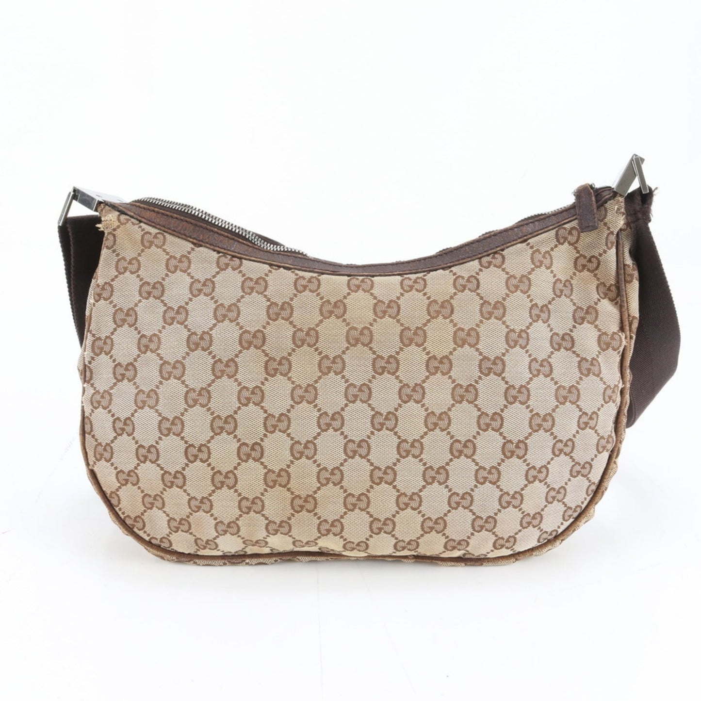 Gucci Gg Canvas Brown Leather Canvas Shoulder Bag ( )