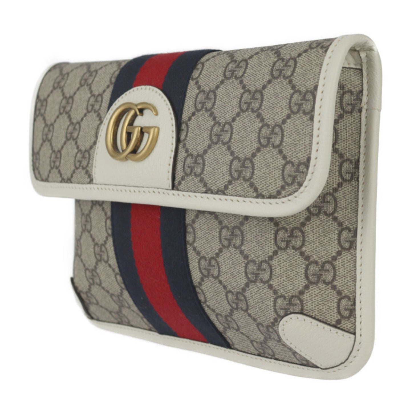 Gucci Beige White Gg Supreme Leather Fanny Pack ( )