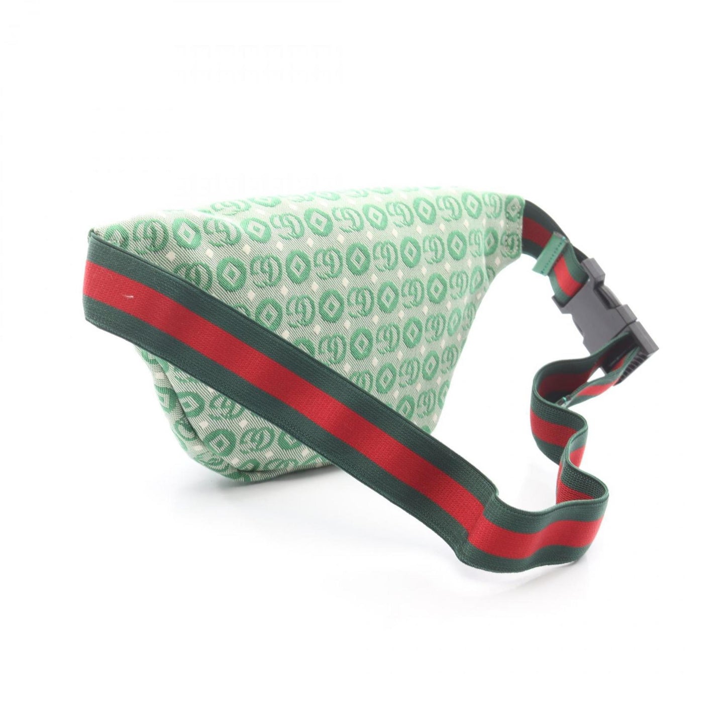 Gucci Green White Canvas Leather Fanny Pack ( )