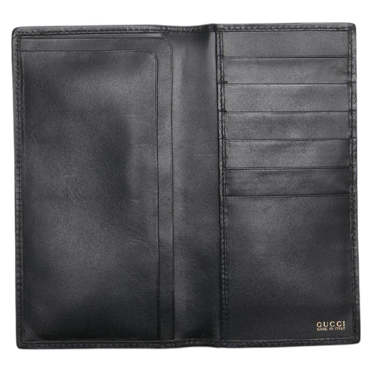Gucci Black Leather Canvas Long Bill Wallet (Bi-Fold) ( )
