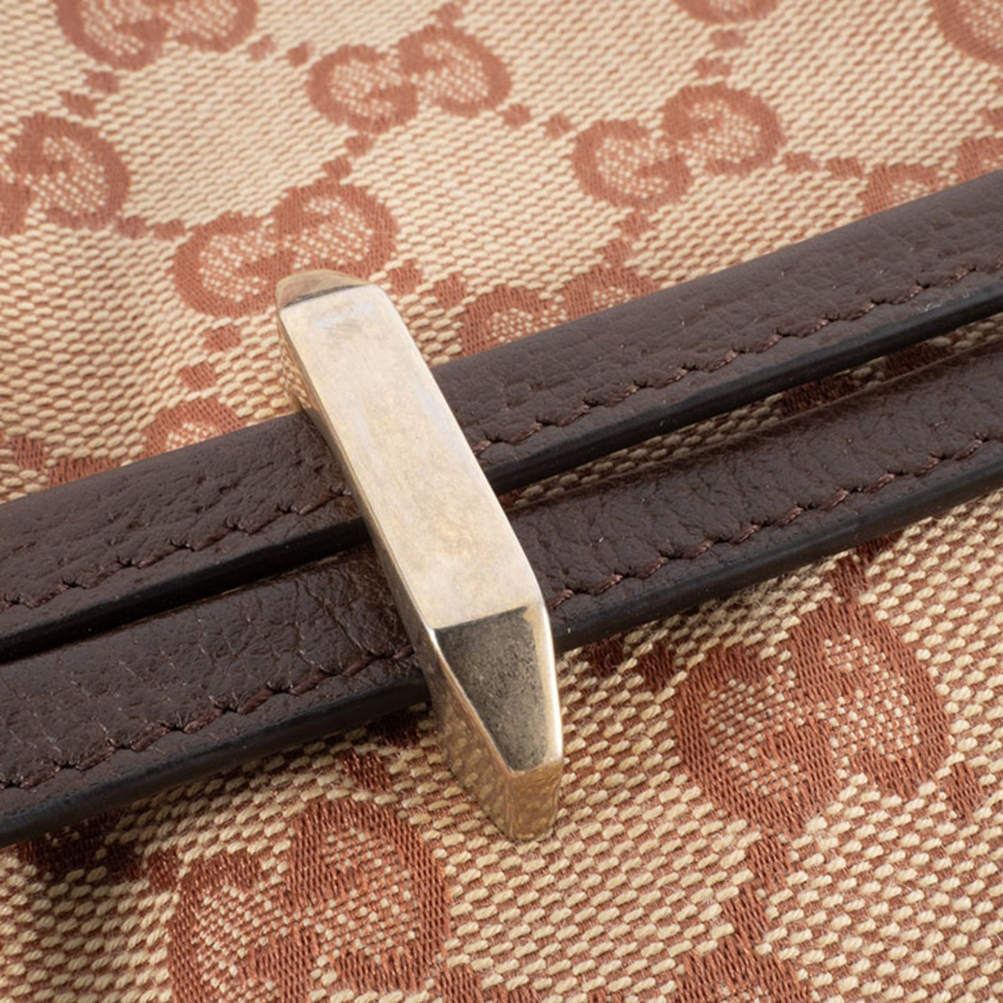 Gucci Beige Brown Gg Canvas Leather Shoulder Bag ( )
