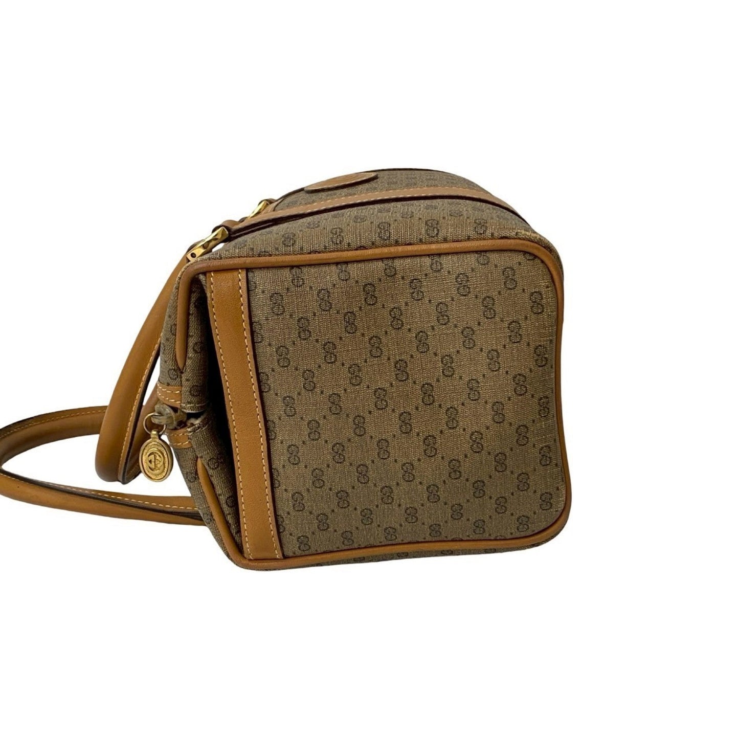 Gucci Brown Leather Pvc Boston Bag Handbag ( )