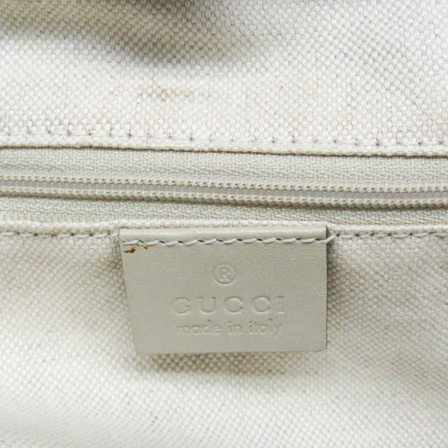 Gucci Beige Brown Cream Leather Canvas Handbag ( )