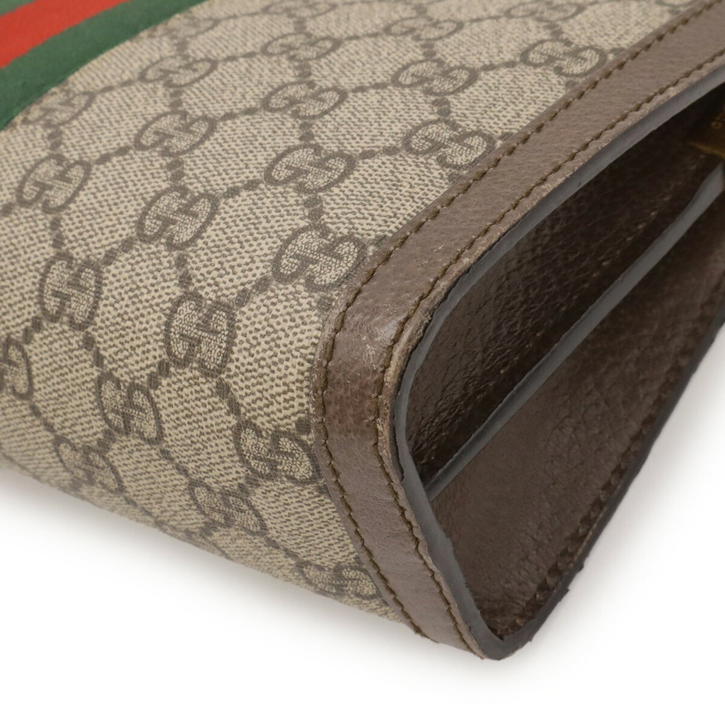 Gucci Beige Brown Green Red Color Gg Supreme Canvas Pvc Coated Canvas Leather Shoulder Bag ( )