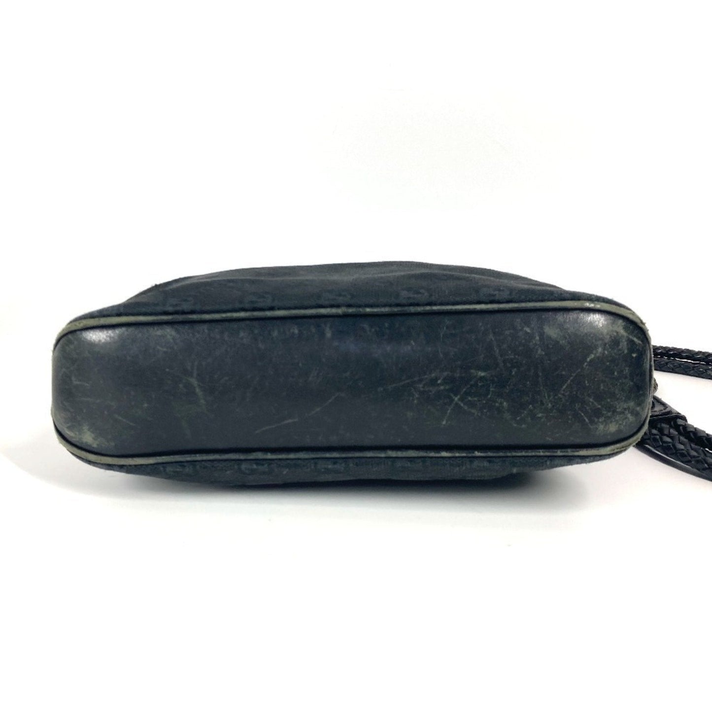 Gucci Black Gg Canvas Leather Shoulder Bag ( )