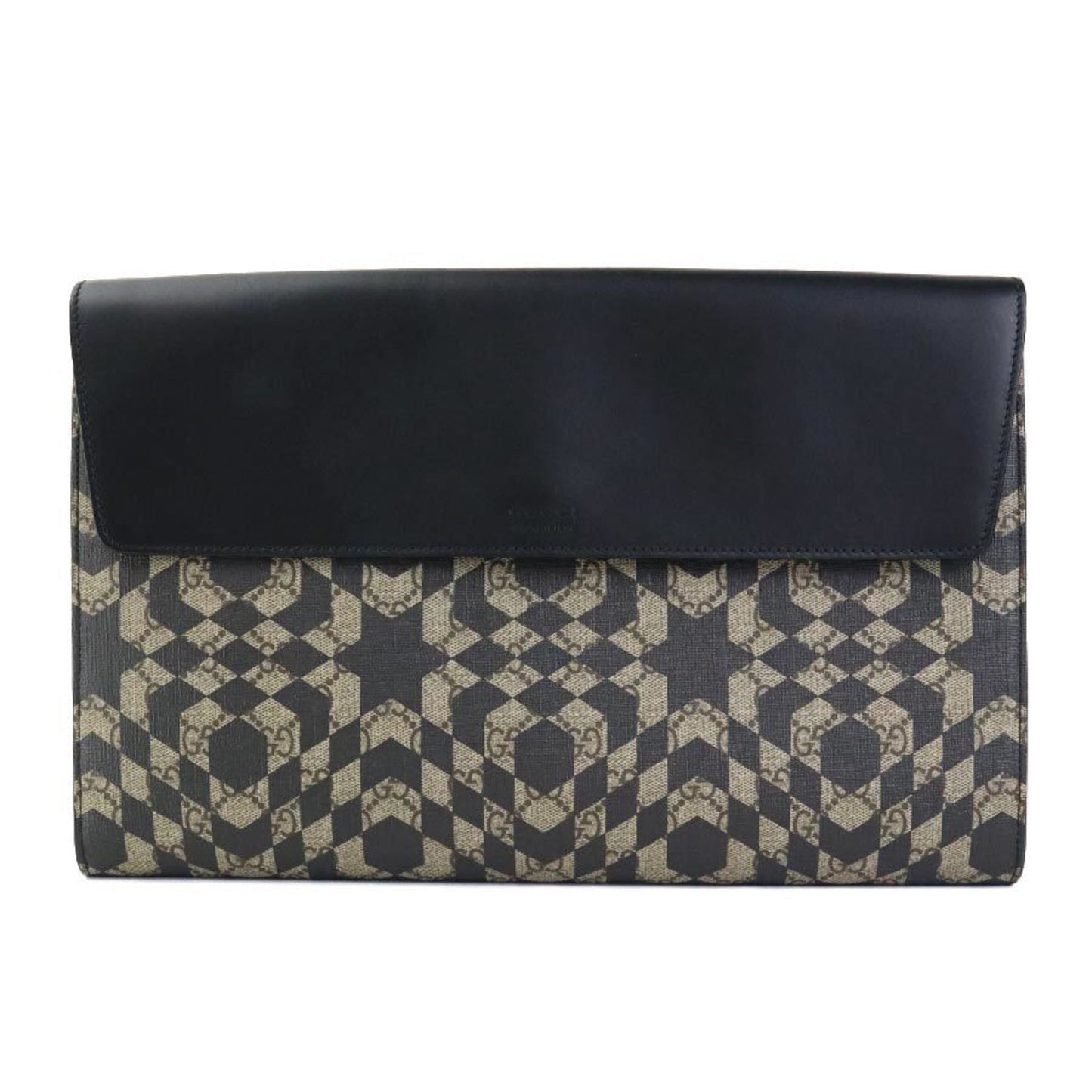 Gucci Black Brown Pvc Leather Clutch Bag