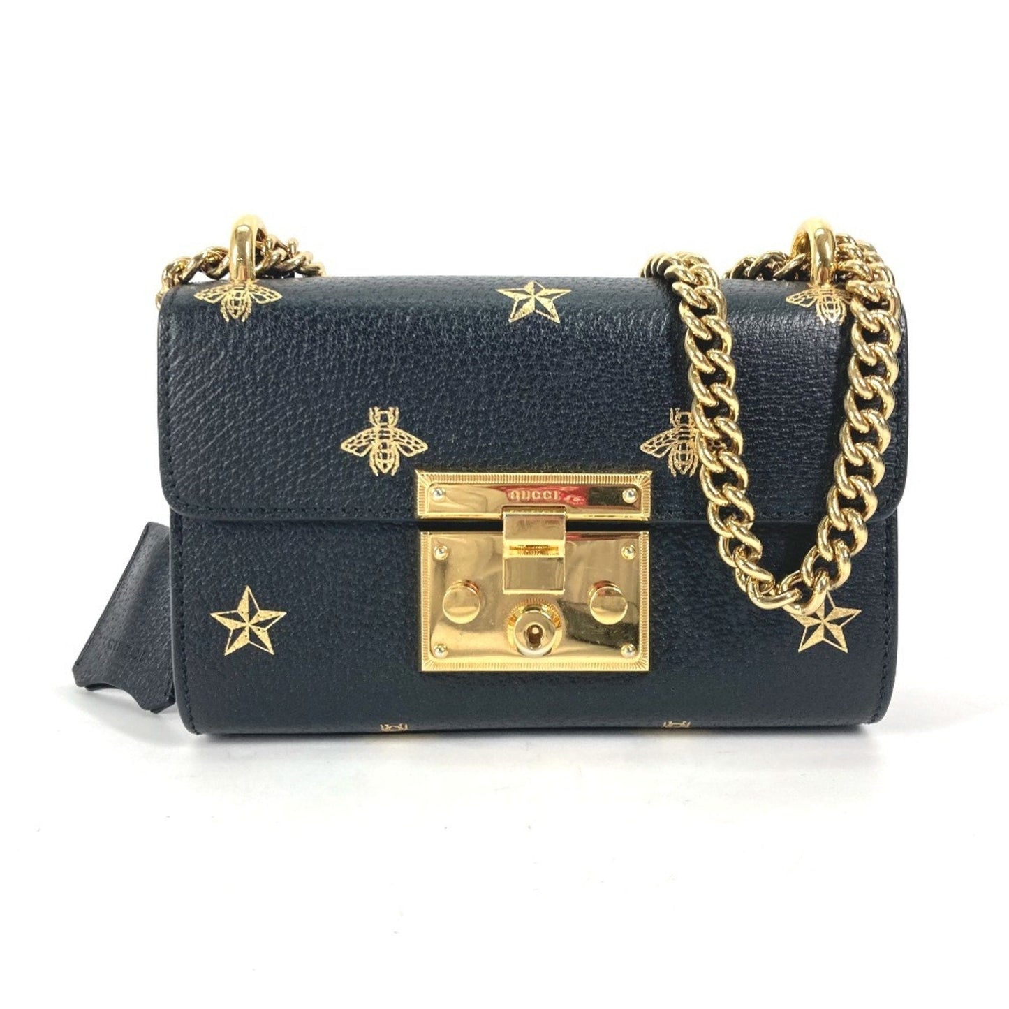 Gucci Black Gold Leather Pochette Shoulder Bag ( )