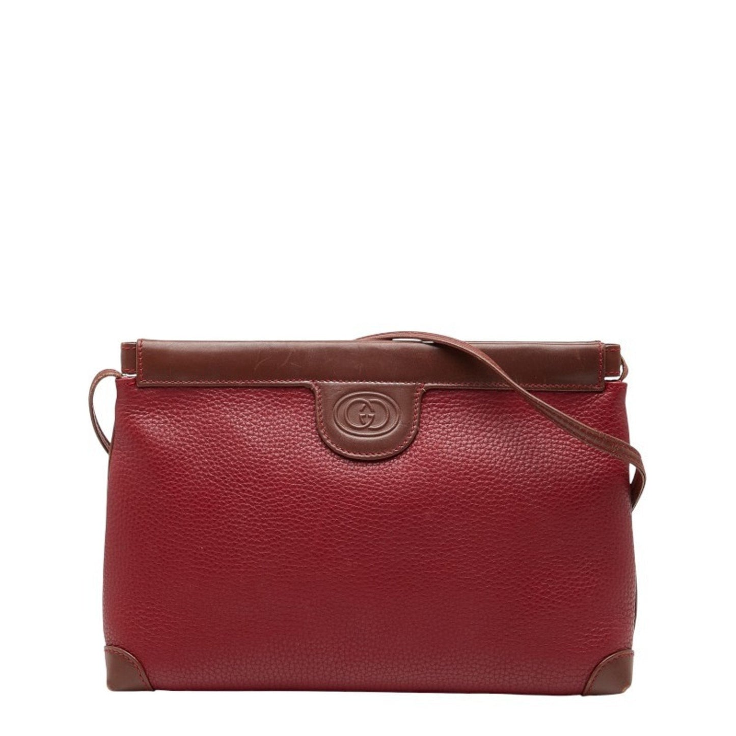 Gucci Red Brown Leather Shoulder Bag ( )