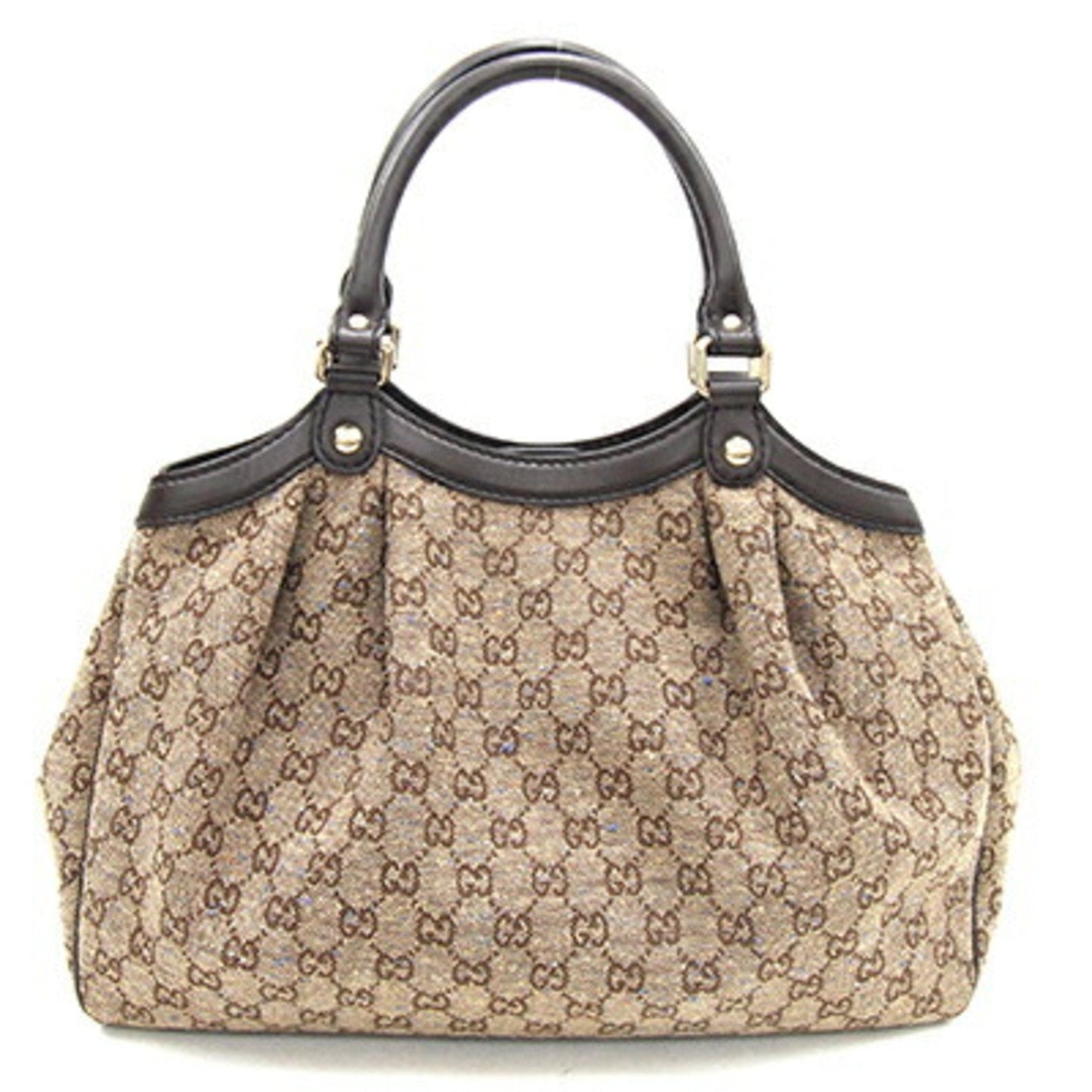 Gucci Dark Brown Leather Canvas Handbag