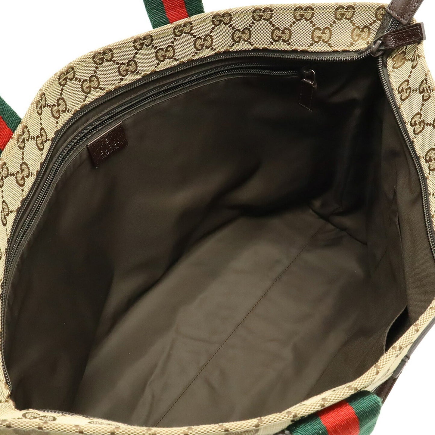 Gucci Beige Green Ivory Khaki Red Color Gg Canvas Leather Shoulder Bag Tote Bag ( )