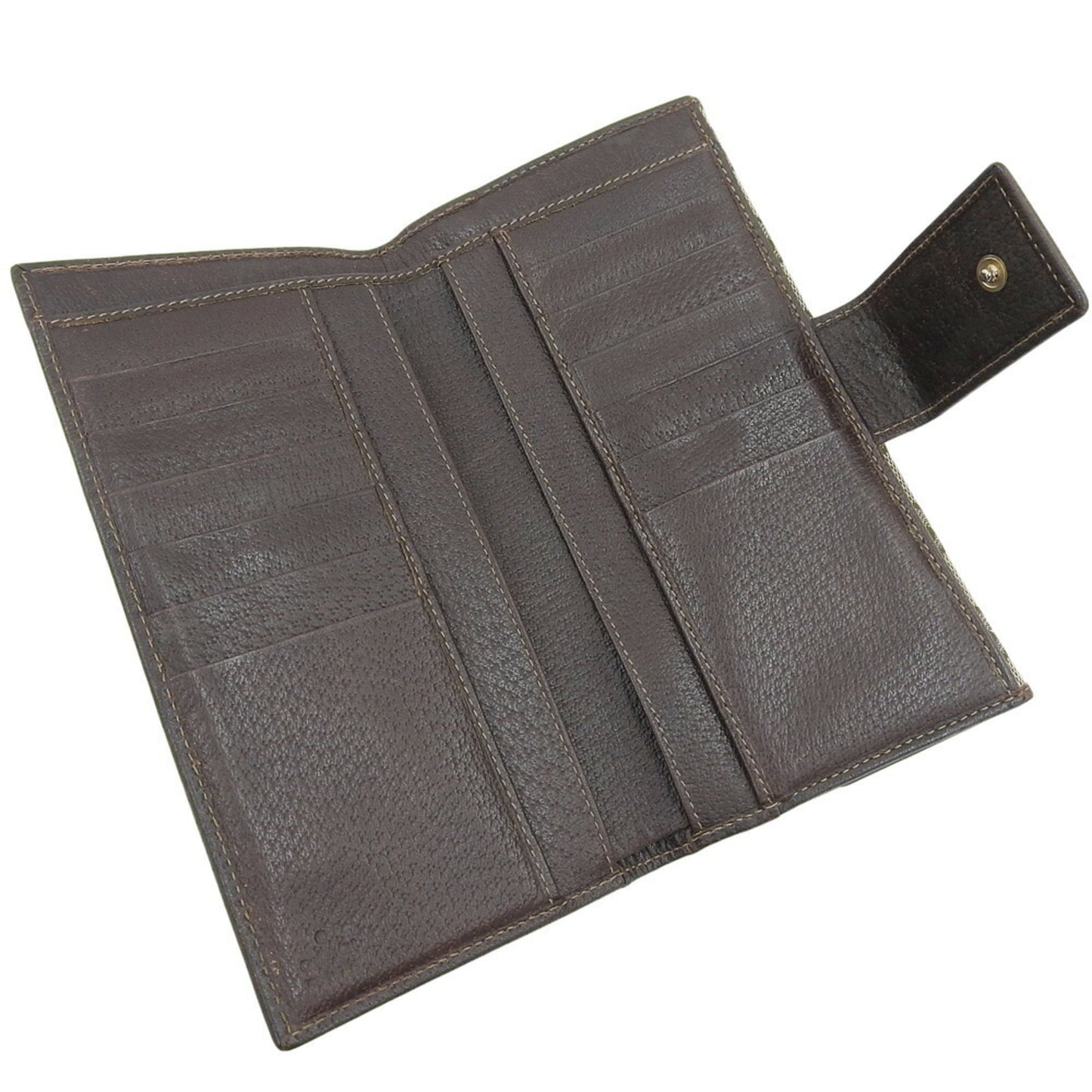 Gucci Beige Dark Brown Gg Canvas Long Wallet (Bi-Fold) ( )