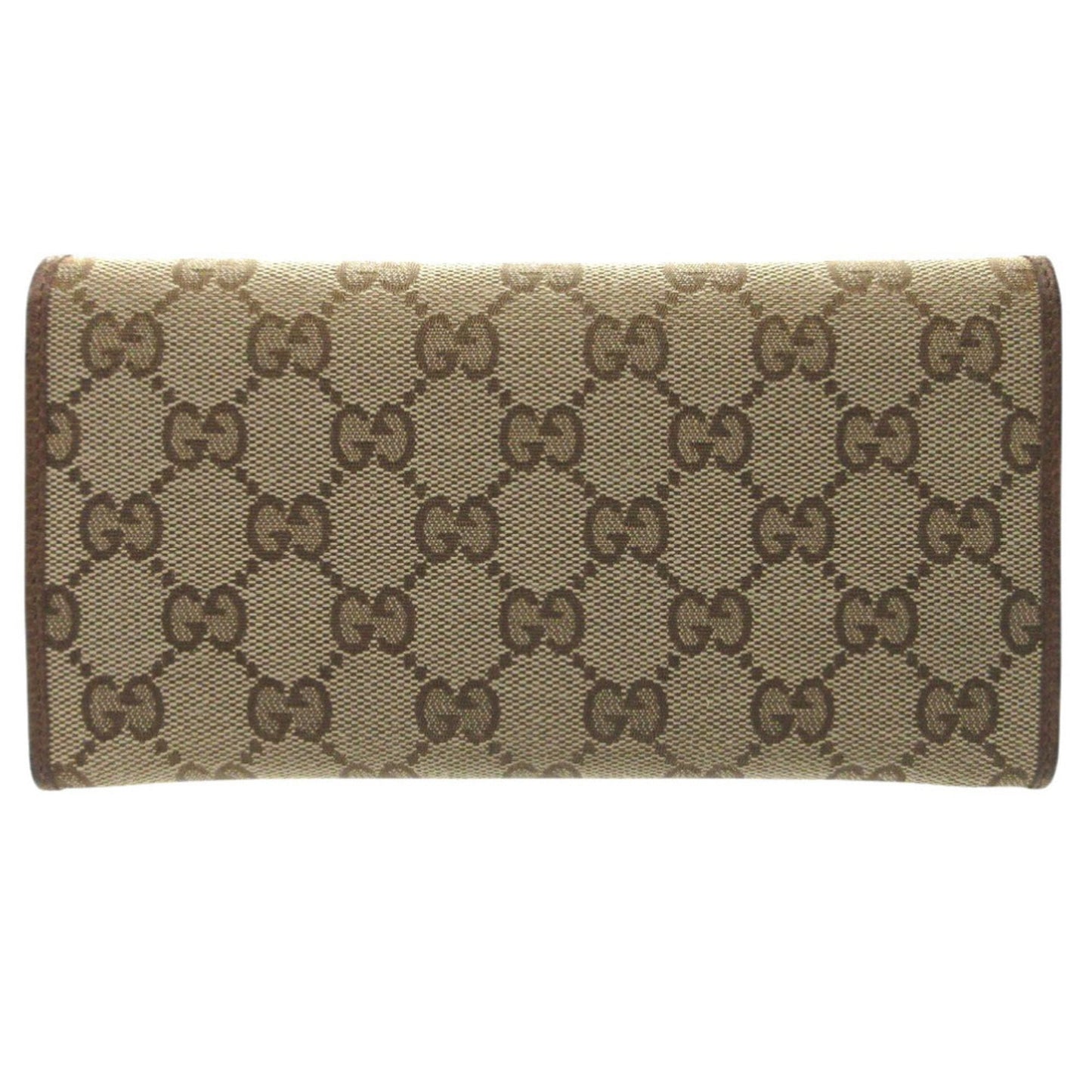 Gucci Beige Brown Gg Canvas Leather Long Wallet (Bi-Fold) ( )