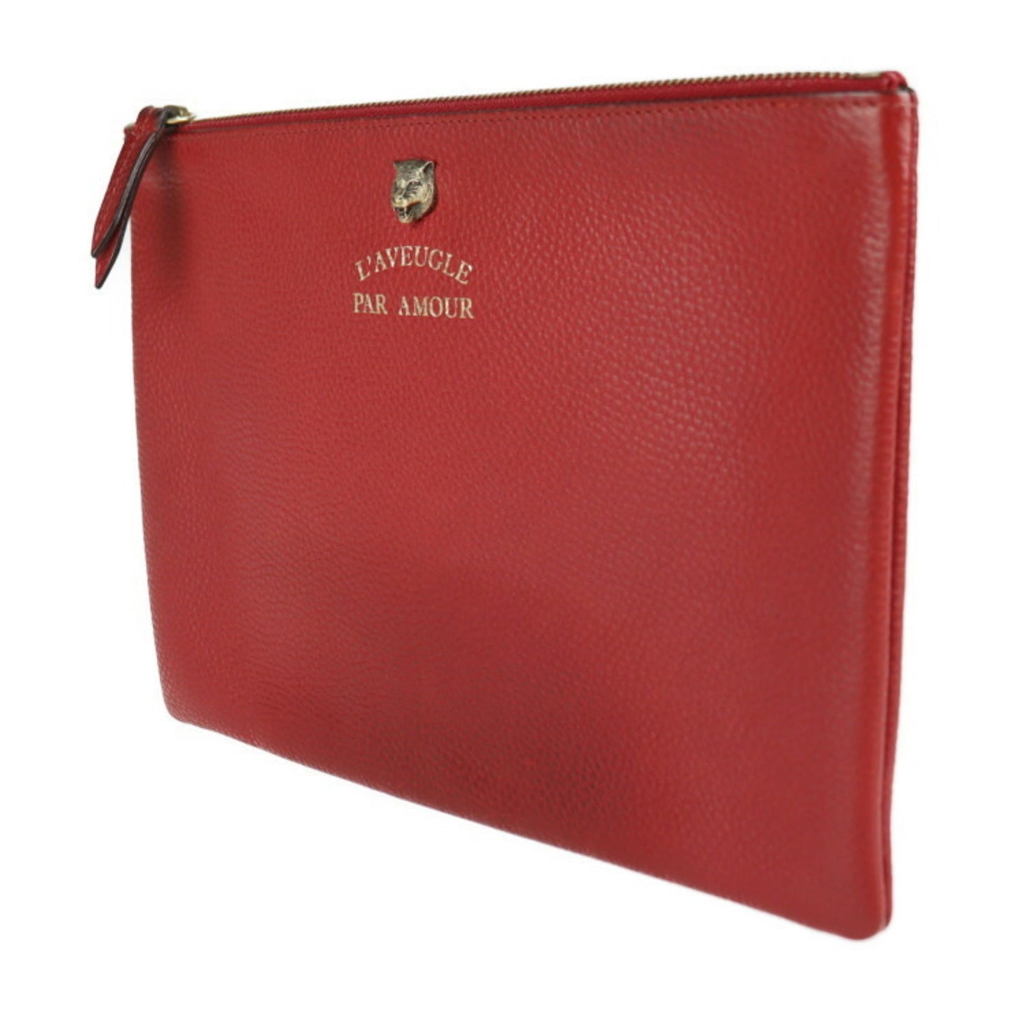 Gucci Animalier Black Red Color Leather Clutch Bag Handbag ( )
